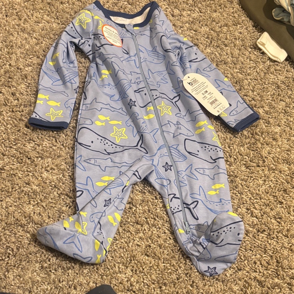 Wonder Nation Light Blue Shark and Starfish Footie